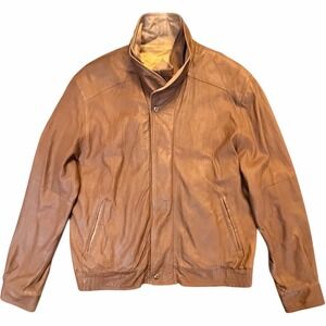 Vintage Remy Men's 44 Cognac Leather Full Zip Bomber Jacket Butter Soft USA